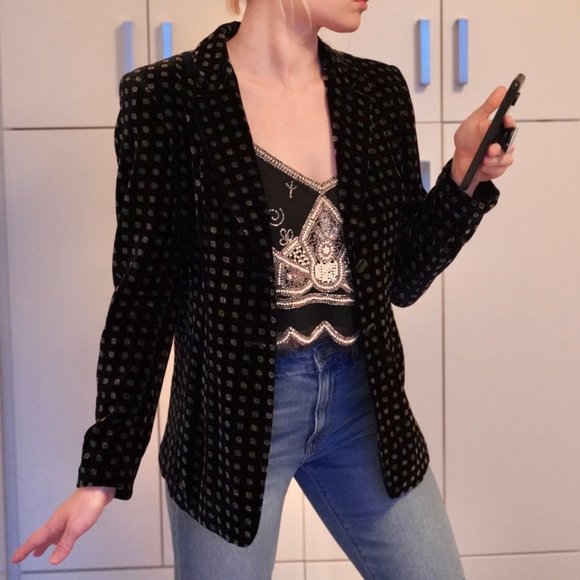 Garry Weber Velvet black and Gold Blazer - Picture 3 of 7